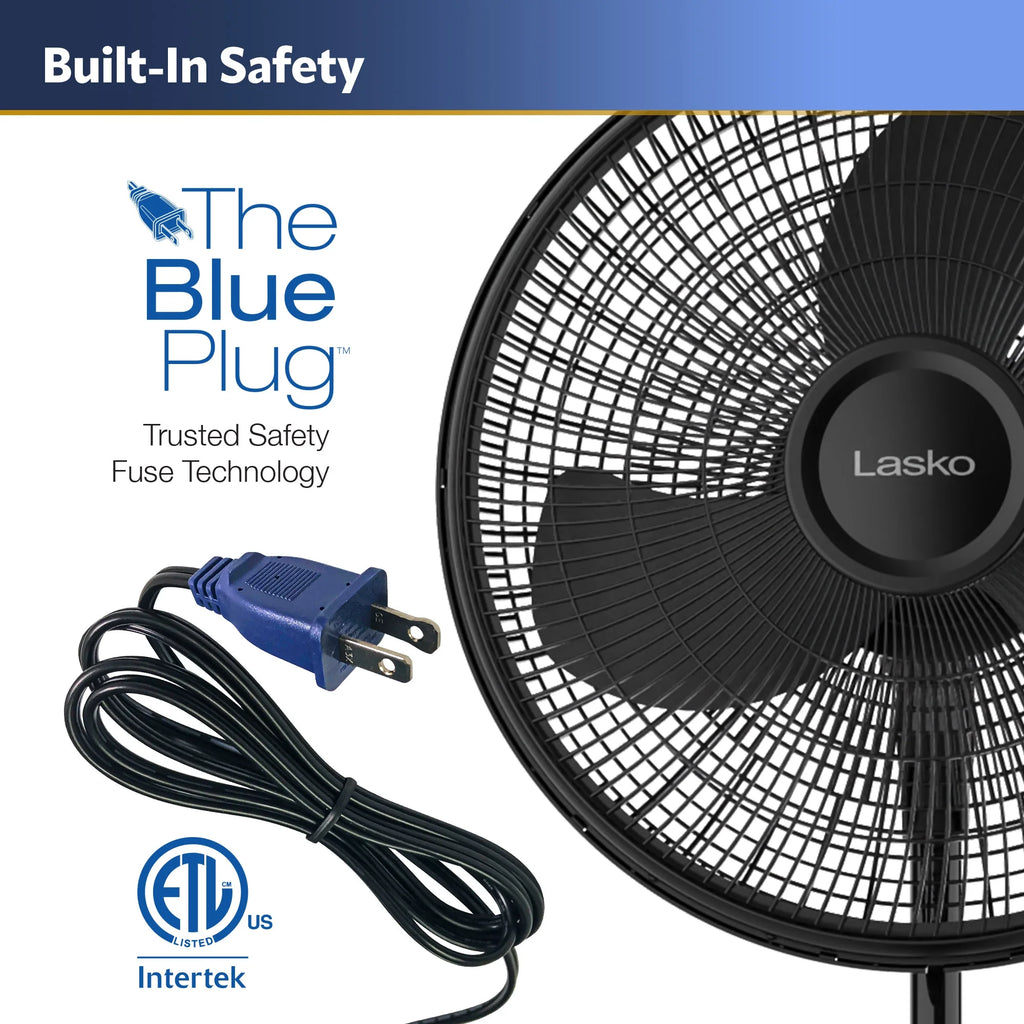 16 Oscillating Adjustable Pedestal Fan with 3-Speeds, Black D75306