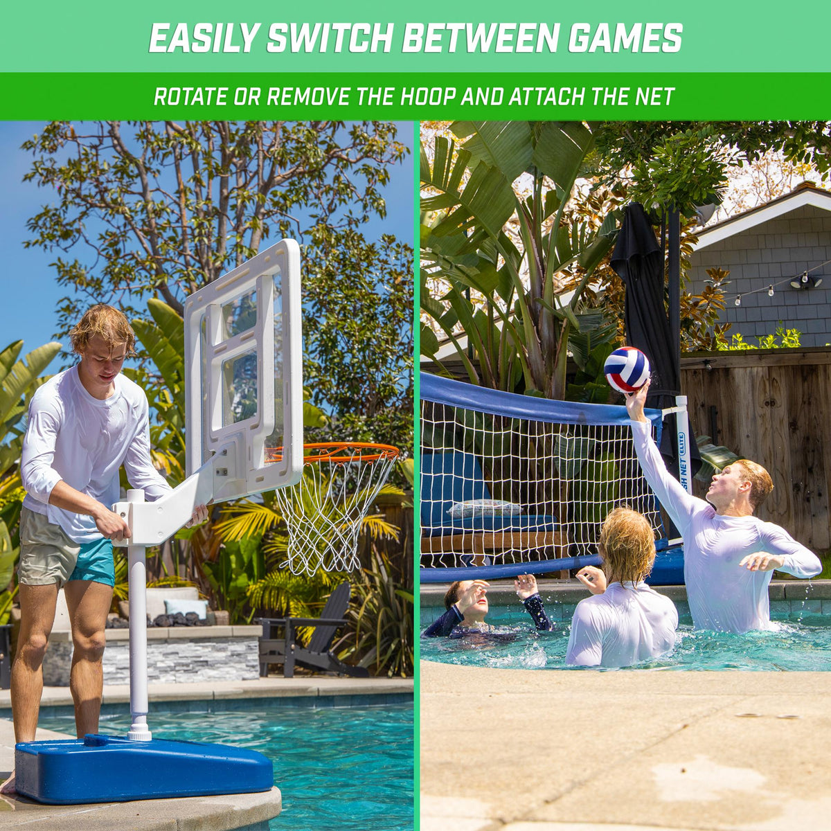 2-in-1 Pool Basketball & Volleyball Game Set T25699