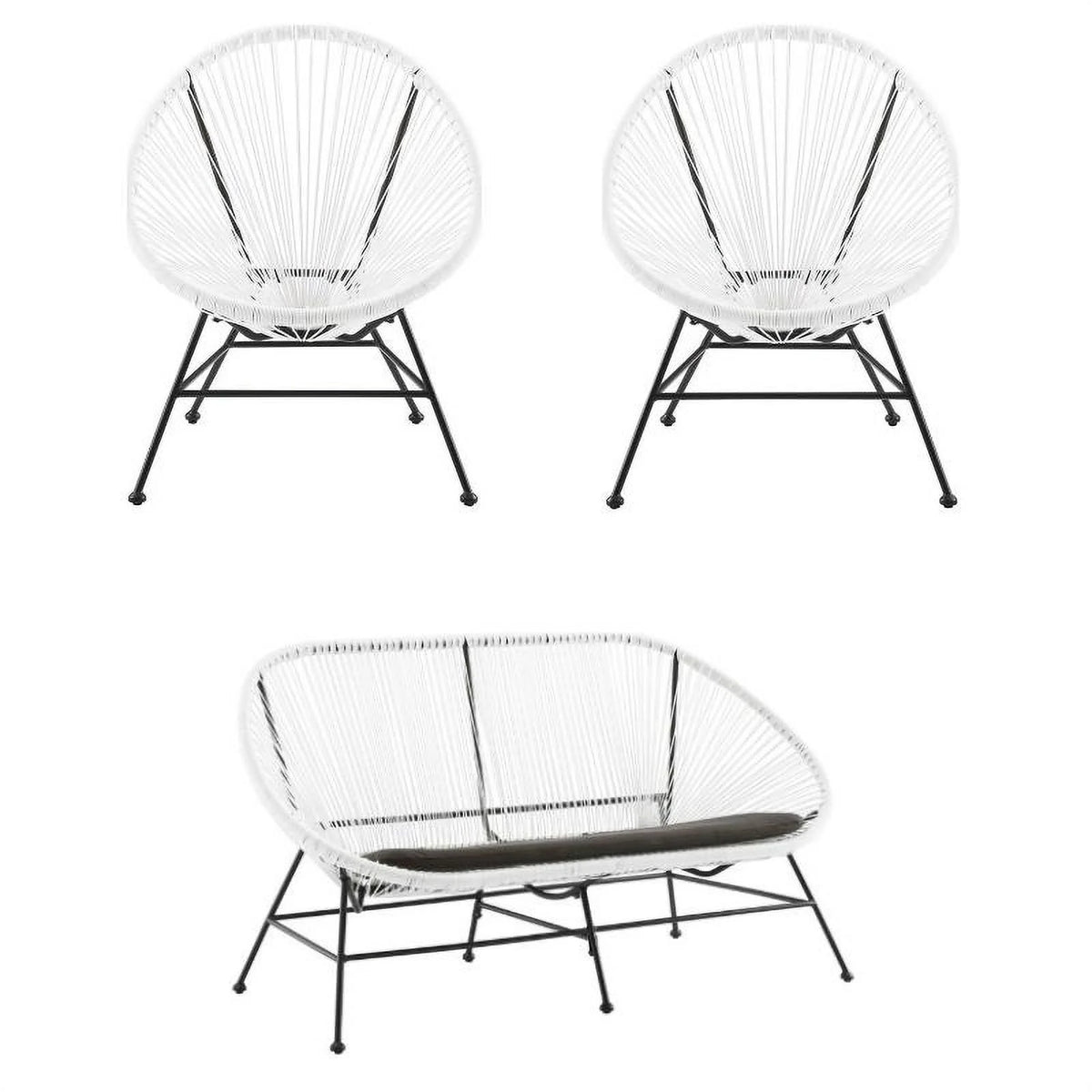 3-Piece Set with 2 Single Chairs and Loveseat in White L8329