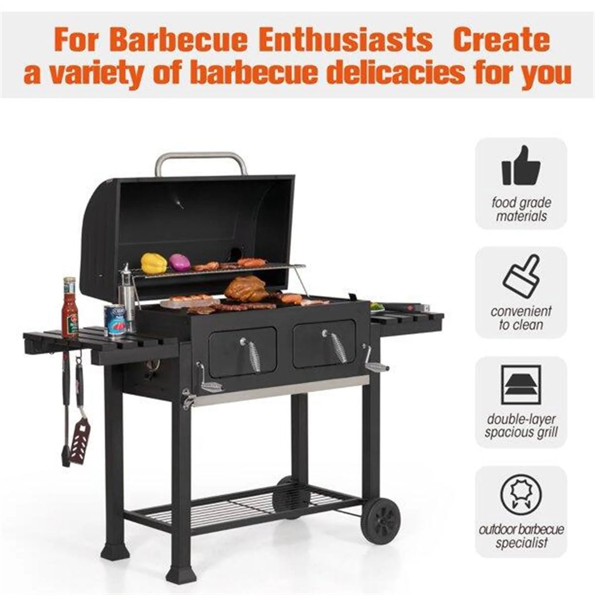 Charcoal Grill Portable BBQ Grill Black A750670