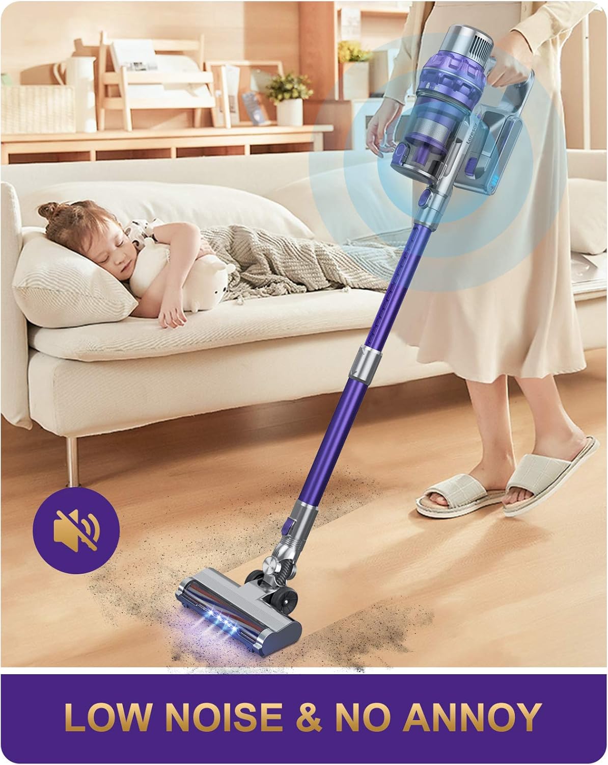 Cordless Vacuum Cleaner, 26KPA Stick Vacuum with Detachable Battery Z1050