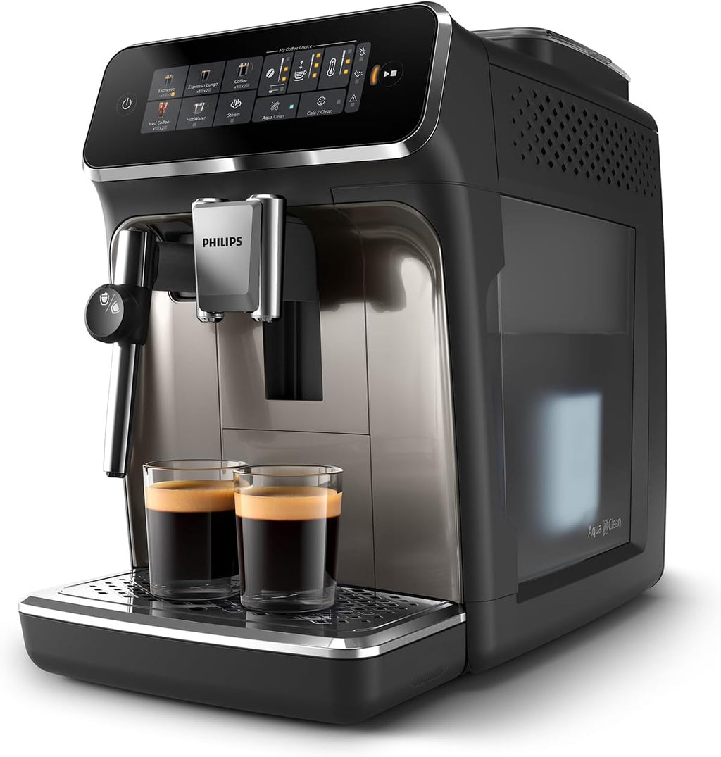 Fully Automatic Espresso Machine with Touch Display, Milk Frother, Ceramic Grinder, AquaClean Filter, Black Chrome H9471