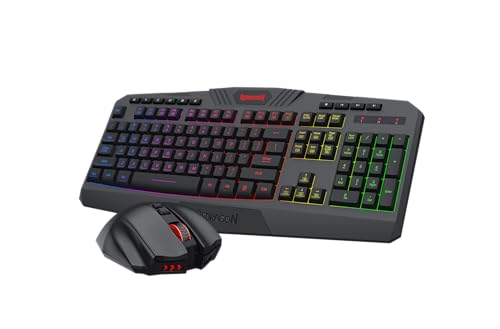 Wireless RGB Gaming Keyboard and 8000 DPI Gaming Mouse with 10 Multimedia Keys A59117