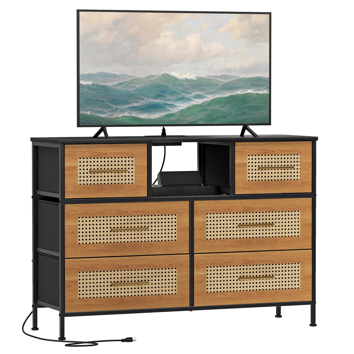 Rattan 6 Drawer Dresser I157