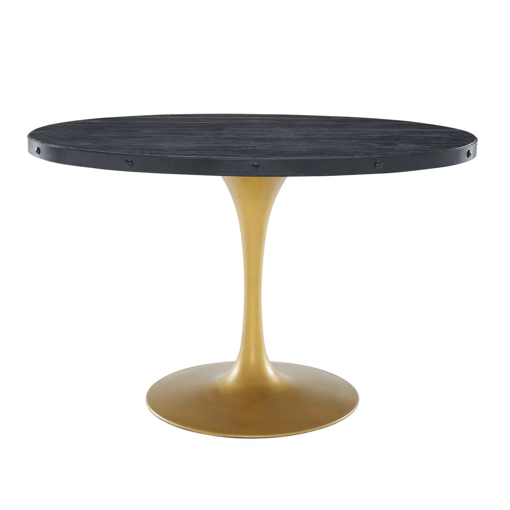 Black Gold Oval Wood Dining Table Z97920
