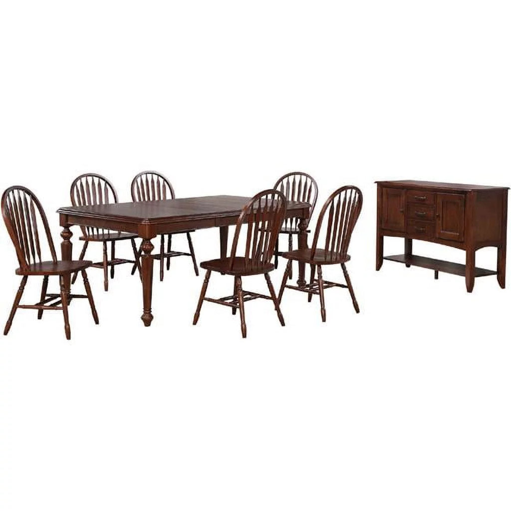 Brown Wood 8PC Extendable Dining Table Set N685