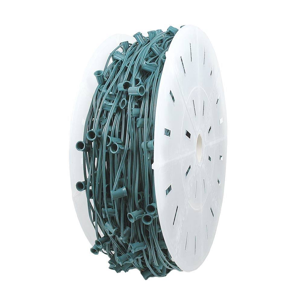 Green Wire C7 Christmas Stringer Bulk Reel, Candelabra Base S2894