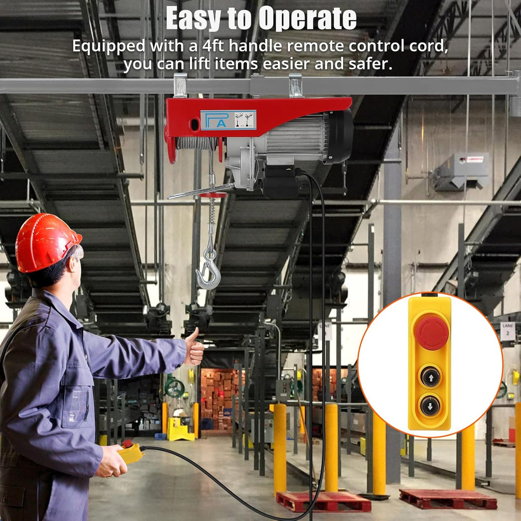 Electric Hoist 1760lbs 39FT Single Cable Lifting Height Steel Wire Winch B565