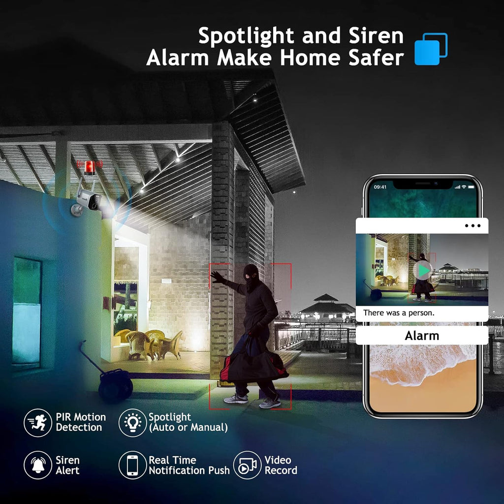 Wireless Outdoor 2K 4MP WiFi Security Camera I4799