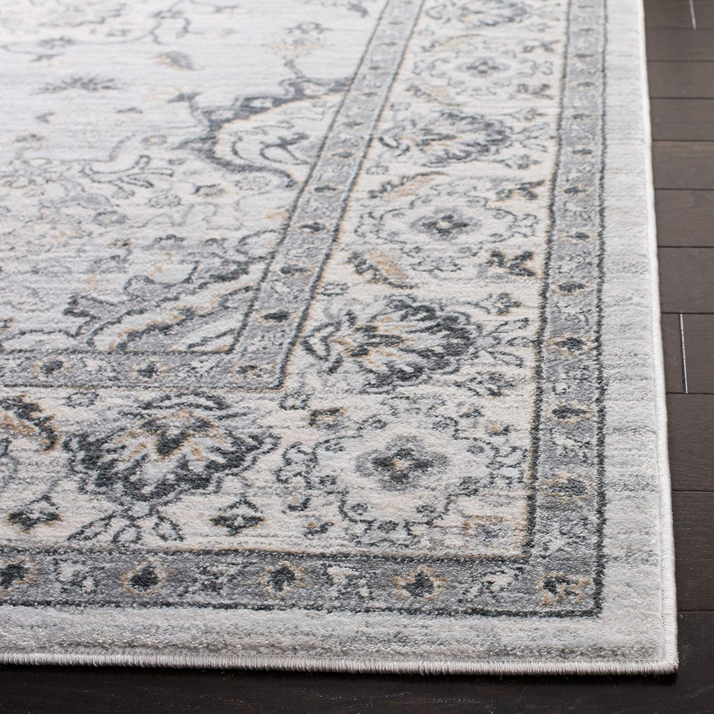 9' x 12' Light Grey/Cream Oriental Non-Shedding Area Rug V98509