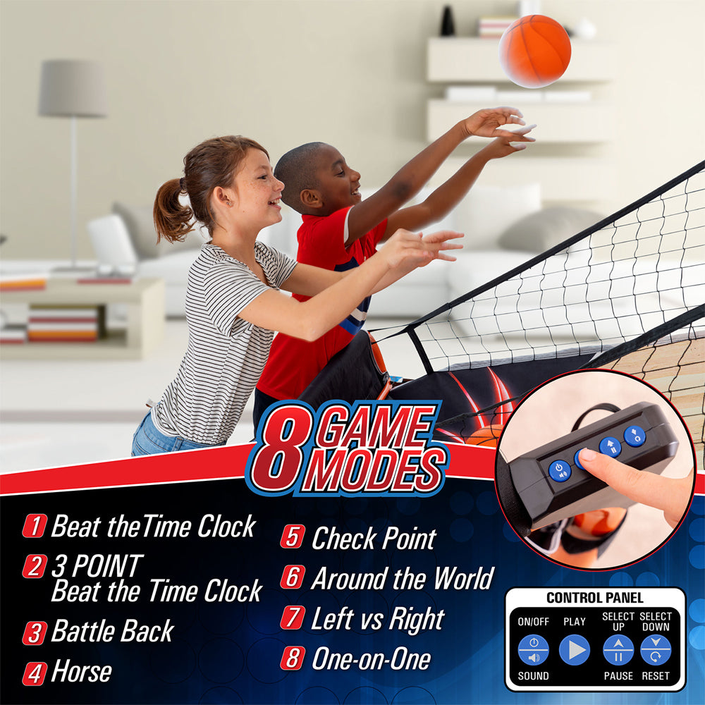 Arcade Basketball Game, Indoor 1-4 Player, LED Scoreboard, 8 Game Modes, 5 Balls Y779247
