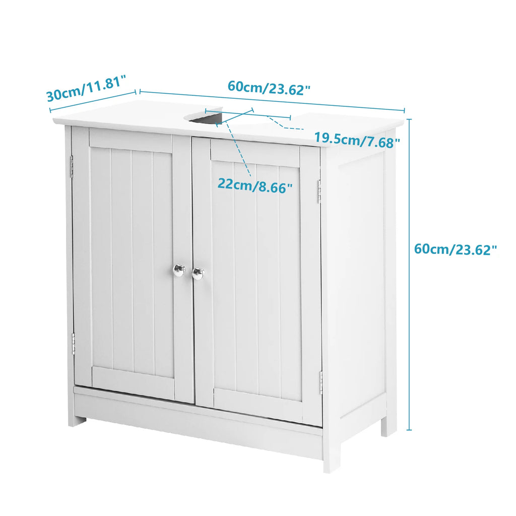 White Free Standing Bathroom Cabinet with 2 Doors H26663