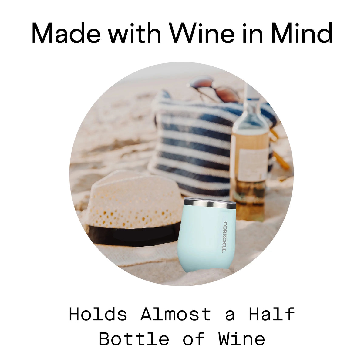 Gloss Powder Blue 12 oz Stainless Steel Stemless Wine Glass Y3935