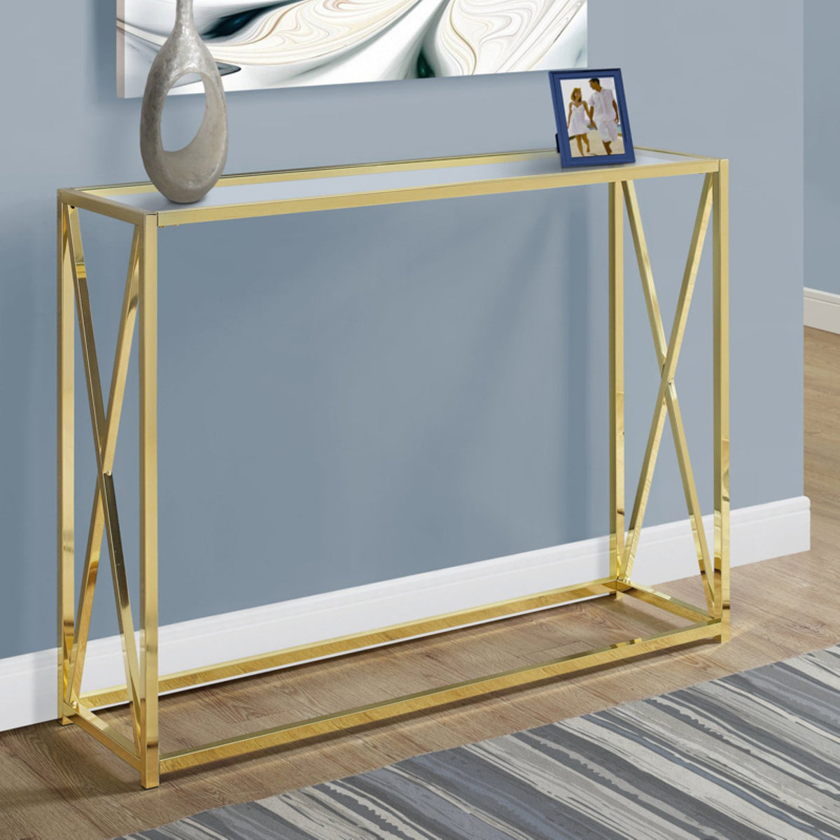 Metal Chrome Narrow Accent Table O4818