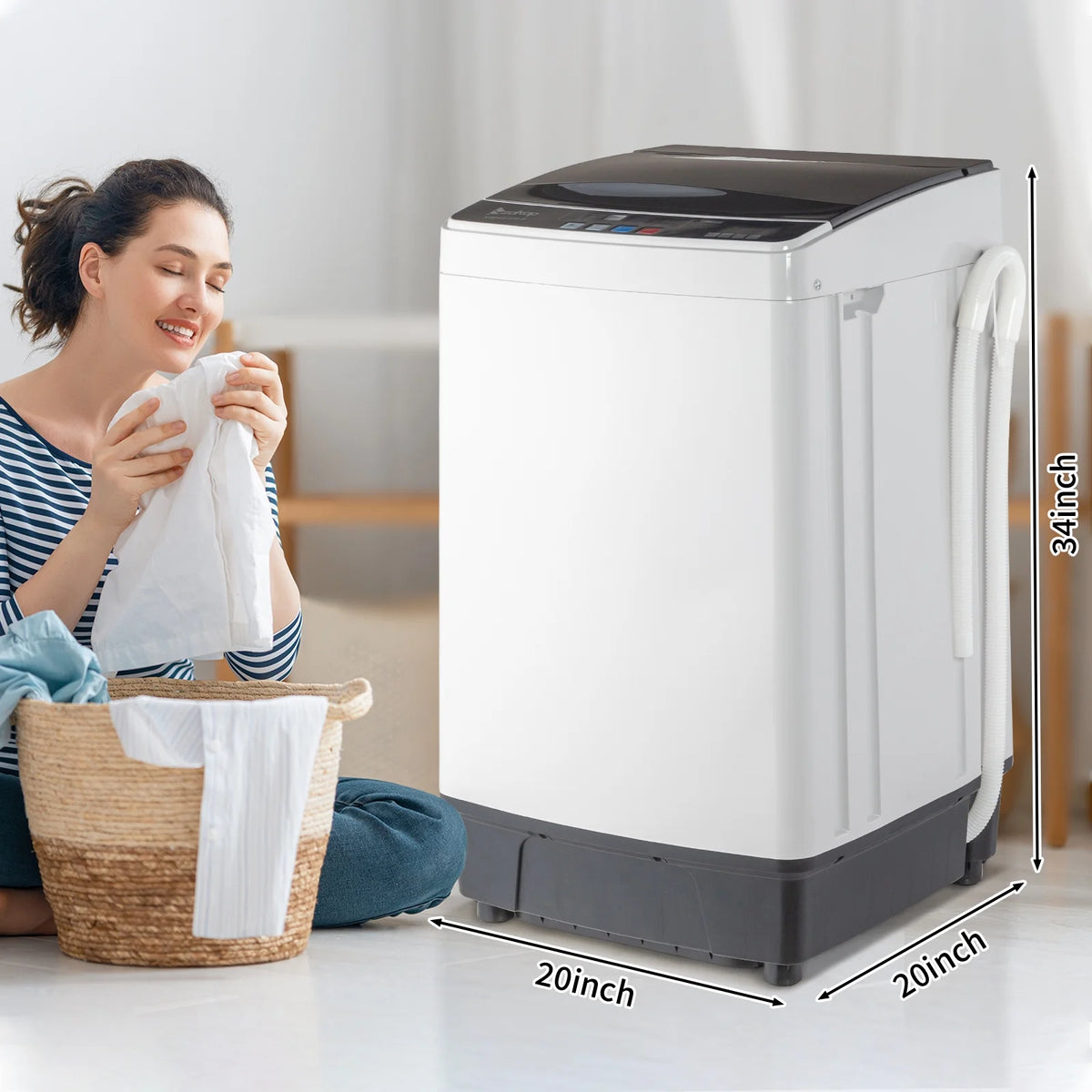 Full-Automatic Top Load Portable Compact Washing Machine 17.6 Lbs Capacity T43723