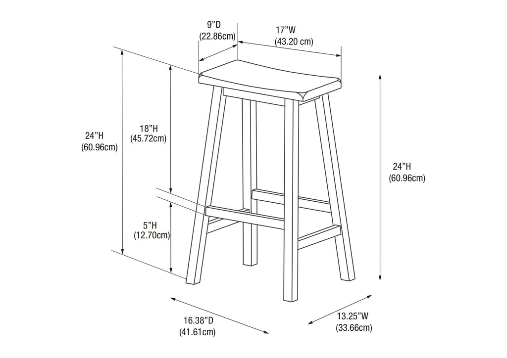 Wood Counter Stool, 24" Seat Height, Dark Brown M305061