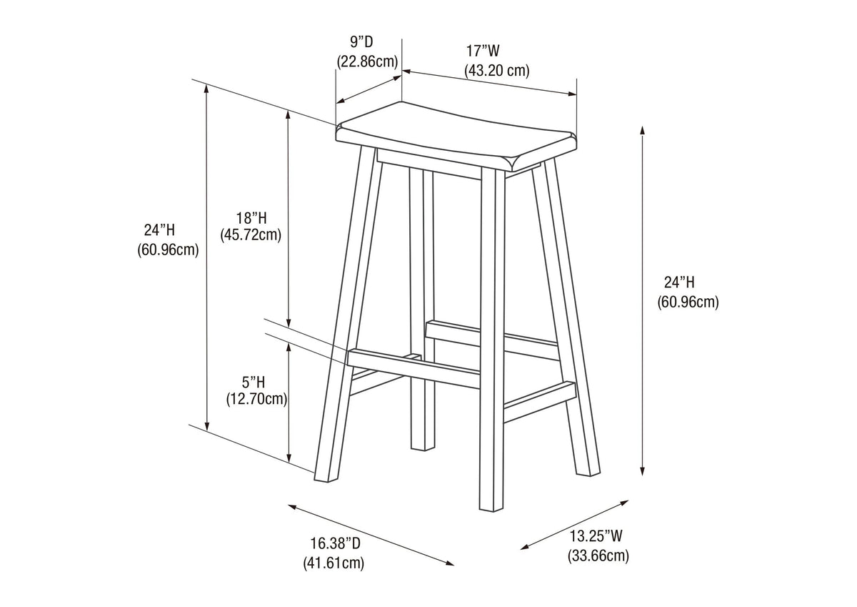 Wood Counter Stool, 24" Seat Height, Dark Brown M305061