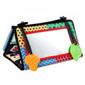 Tummy Time Floor Mirror with Crinkle Cloth Book and Teethers, High Contrast Black and White Baby Toys, Montessori Sensory Crawling Toy X5220