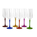 Flute Glass with Multicolor Stem Set, 6 Piece V403