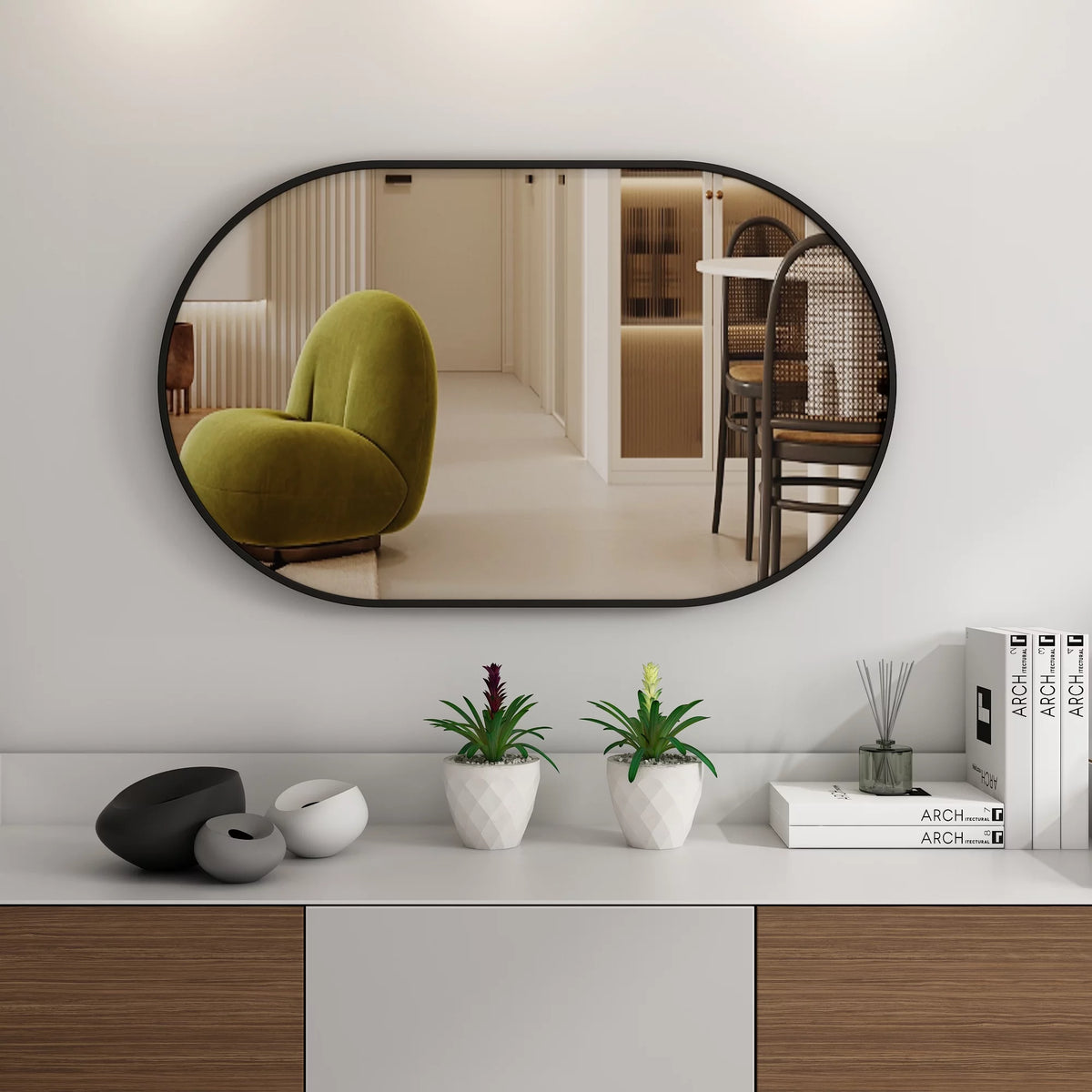 Oval Wall Mirror 30"x20" with Frame U7540
