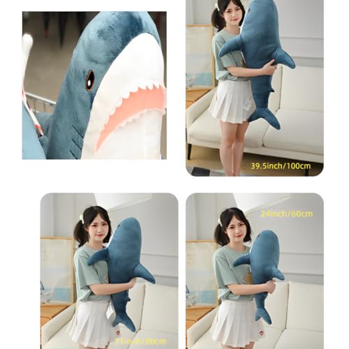 Blue 31-inch Shark Plush Toy Pillow I4982