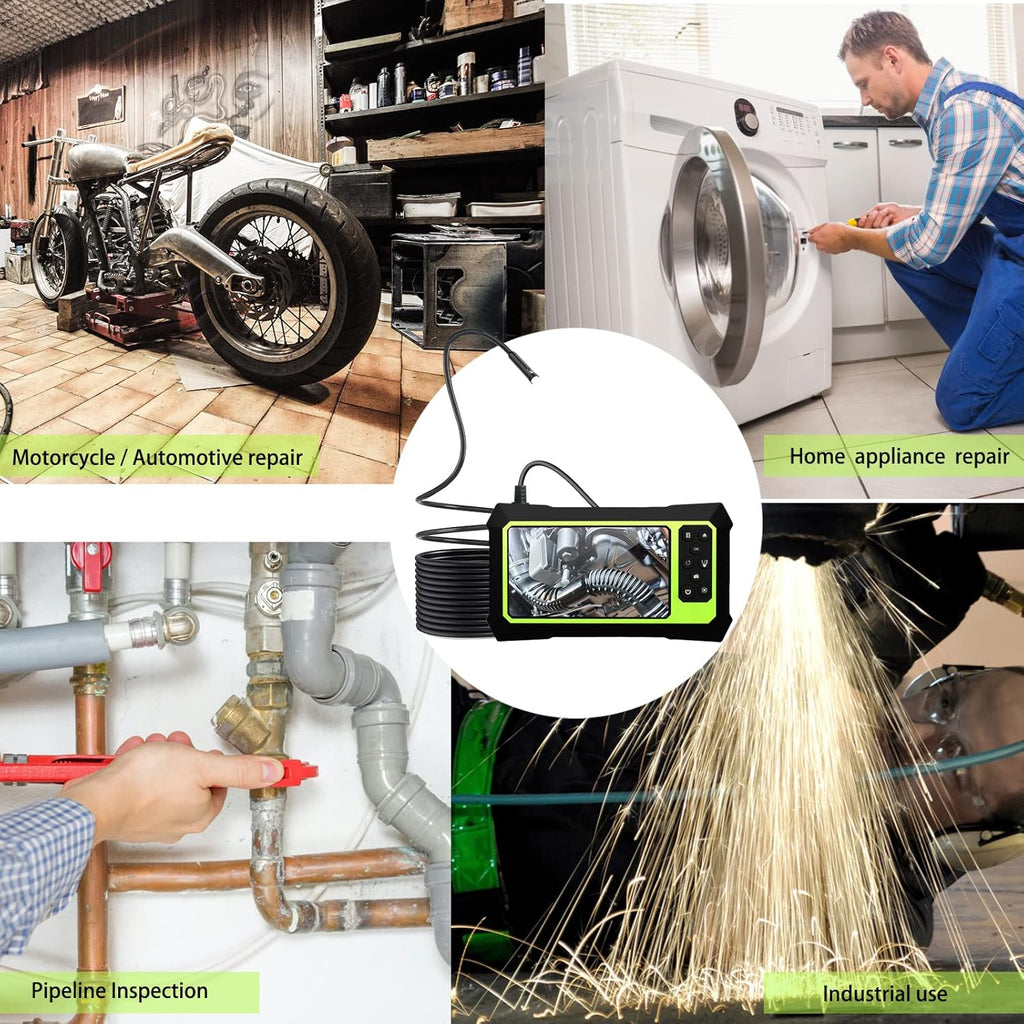 Dual Lens 1080P Borescope Inspection Camera with 16.5FT Semi-Rigid Cable, 32GB Card, Pack of 2 E424