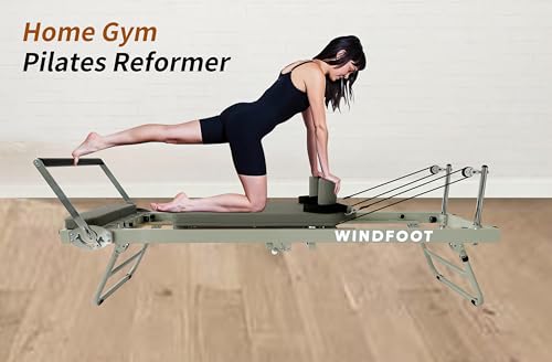 Foldable Pilates Reformer Machine with Springs & Cords E96016