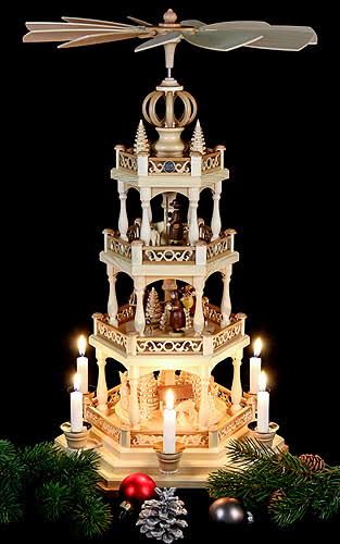 Natural 3-tier Christmas Pyramid, Height 58 cm L398