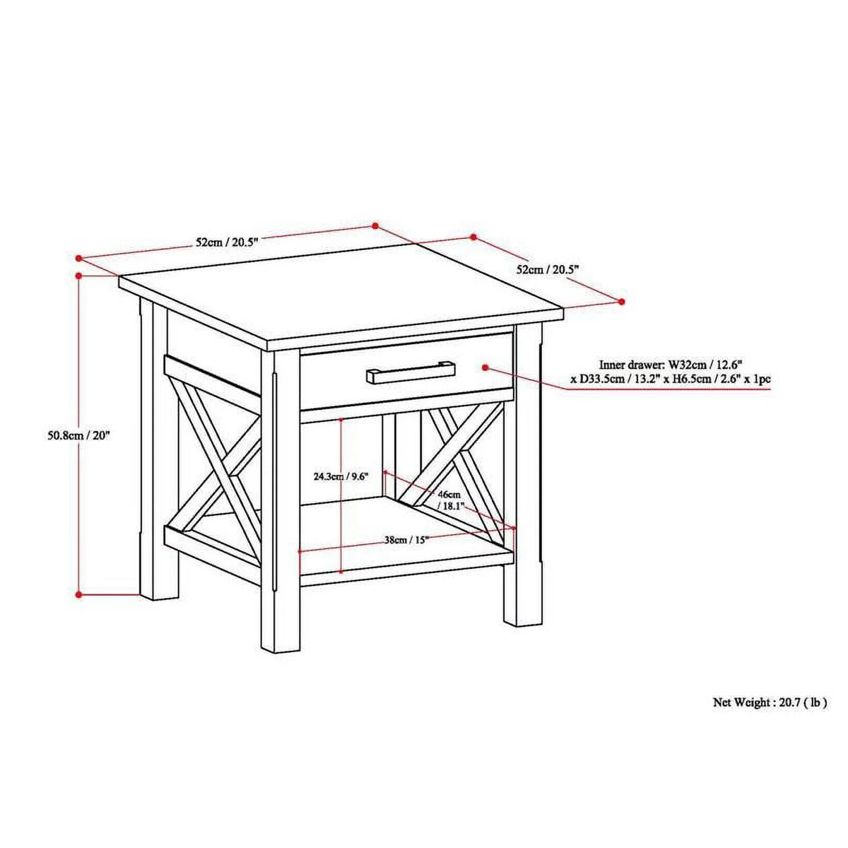 Solid Wood End Table with Storage G117915