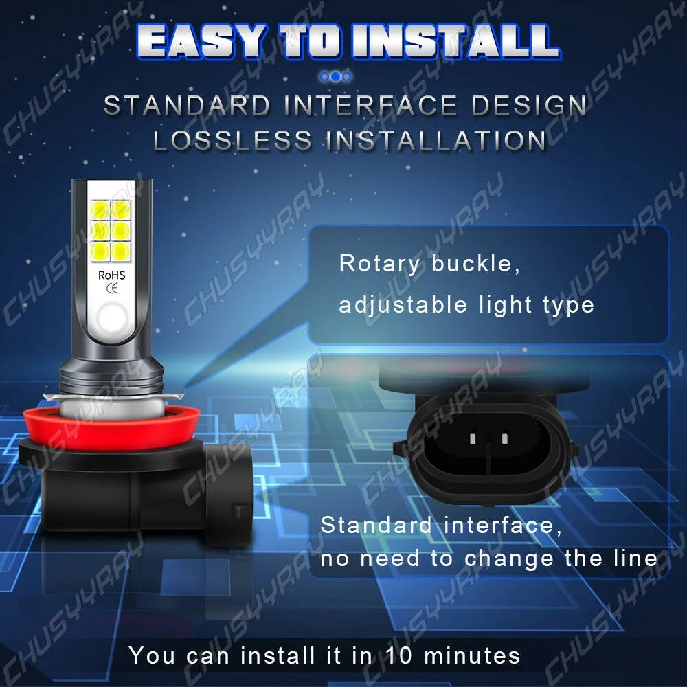 6x LED Headlights Hi/Low Beam Fog Light Bulbs 6000K V9769