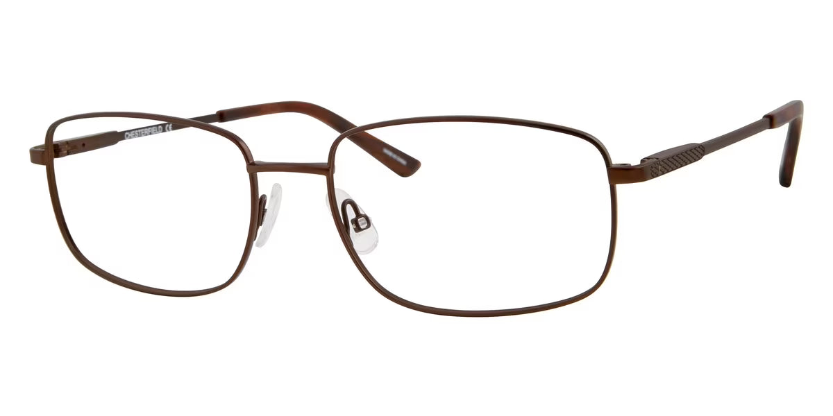 Brushed Brown Rectangular Full Rim Eyeglasses I37334