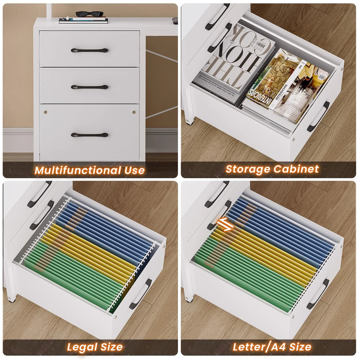White L Shaped Computer Desk with Power Outlet and LED Lights V6125