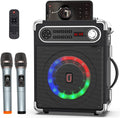 Karaoke Machine with 2 Wireless Microphones Bluetooth Speaker System W1084