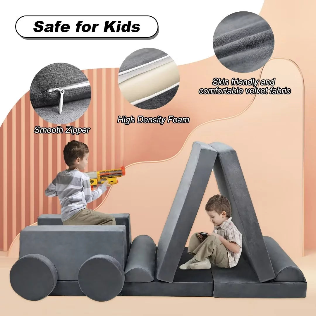Gray 10 Pcs Kids Play Sofa X84108