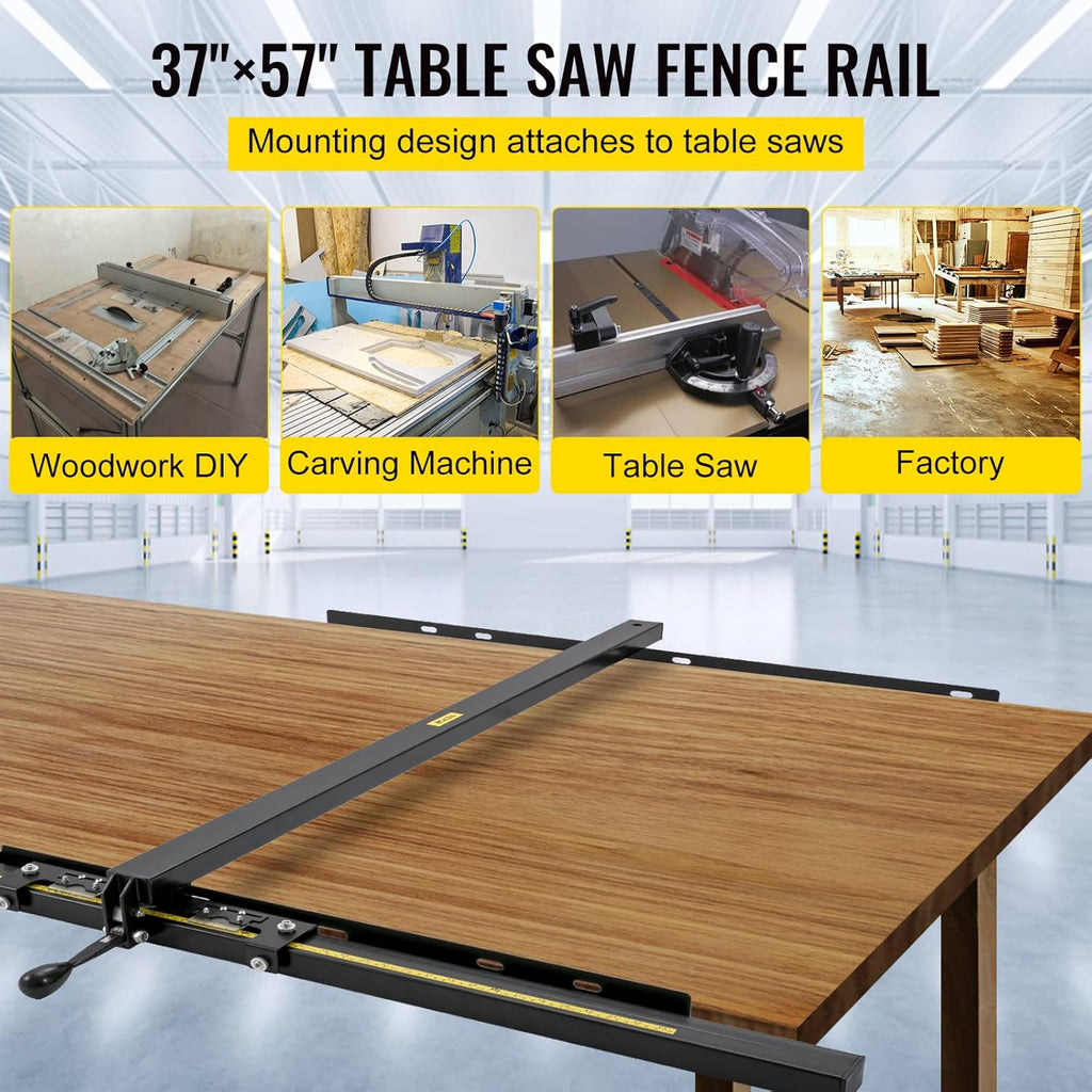 37×57 Table Saw Fence System with Front Guide Bar V916