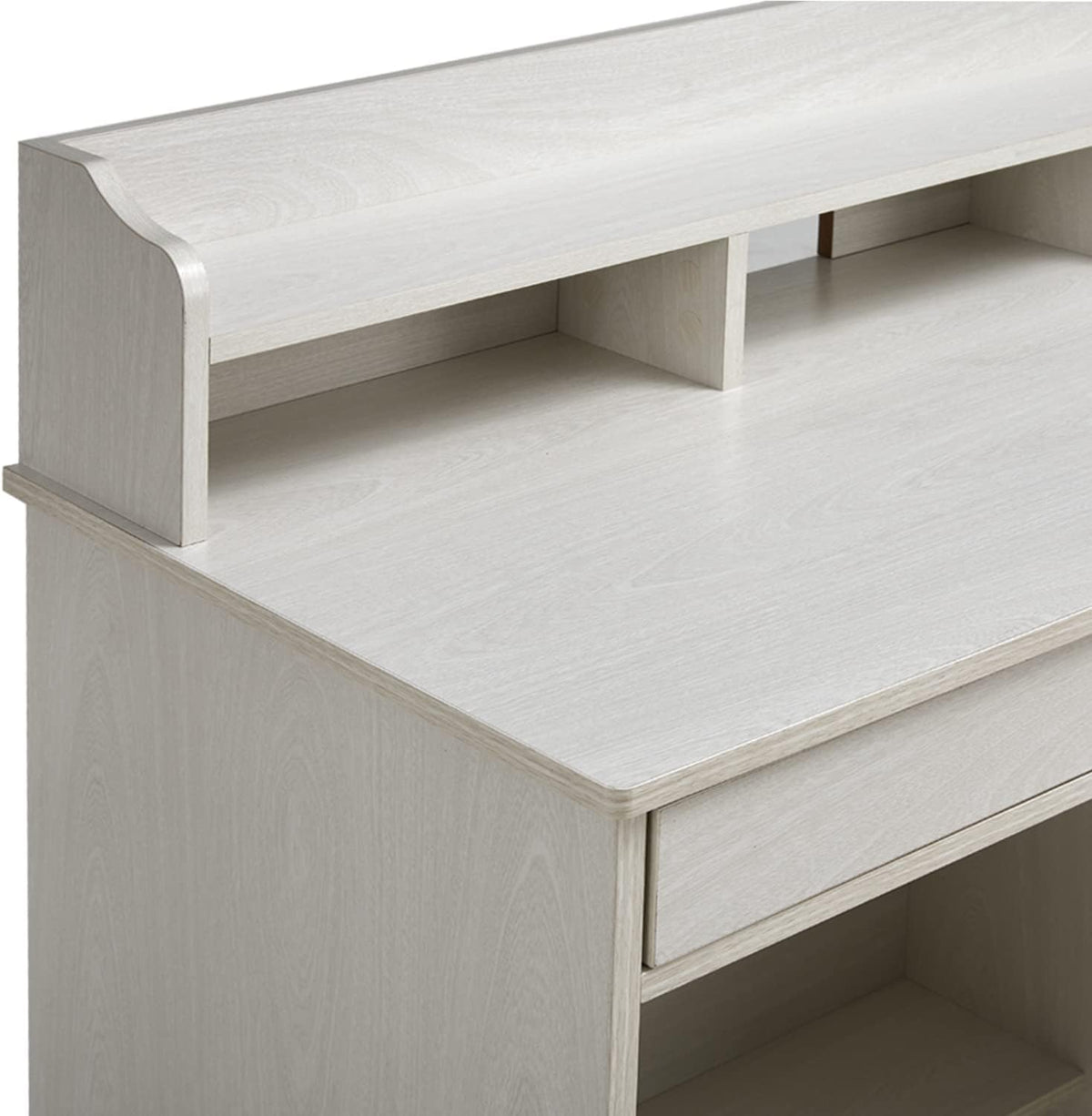 Oak White Computer Desk with 4 Drawers and Hutch Shelf Y5990