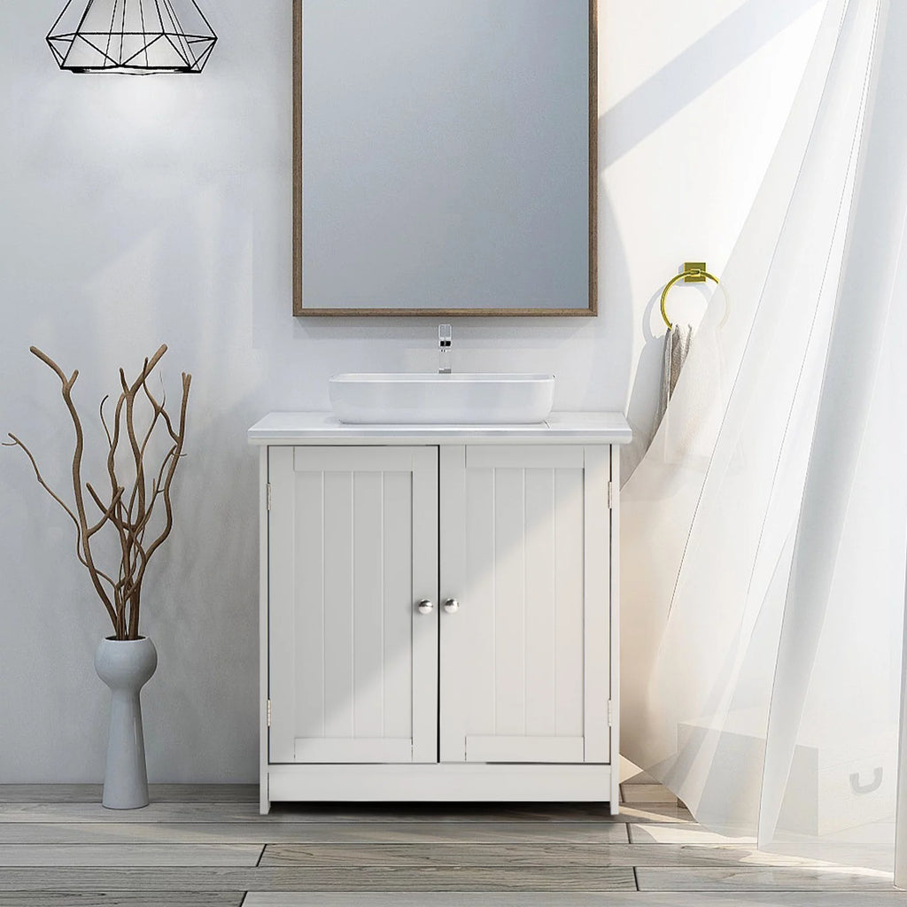 White Free Standing Bathroom Cabinet with 2 Doors H26663