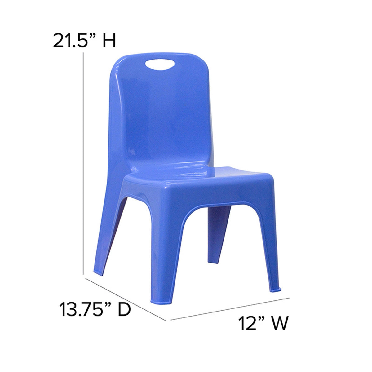 Blue Plastic Stackable School Chair with Carrying Handle, 2 Pack W722