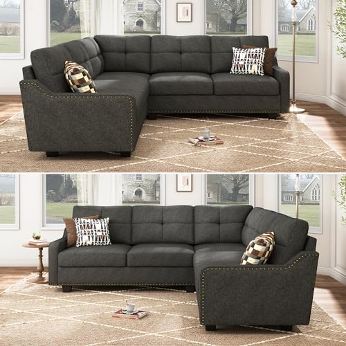 Dark Grey Convertible Sectional Sofa D715029