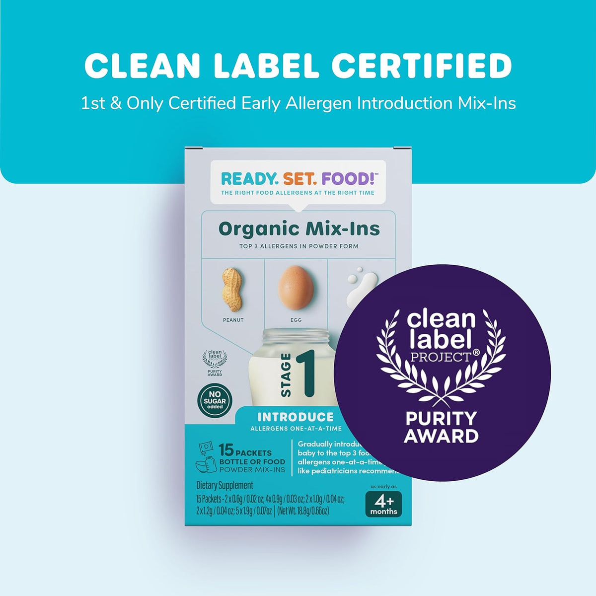 Organic Early Allergen Introduction Mix-Ins, Stage 1 15 Day, Unflavored Y984654