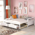 White Wooden Daybed with Trundle and 2 Storage Drawers R516