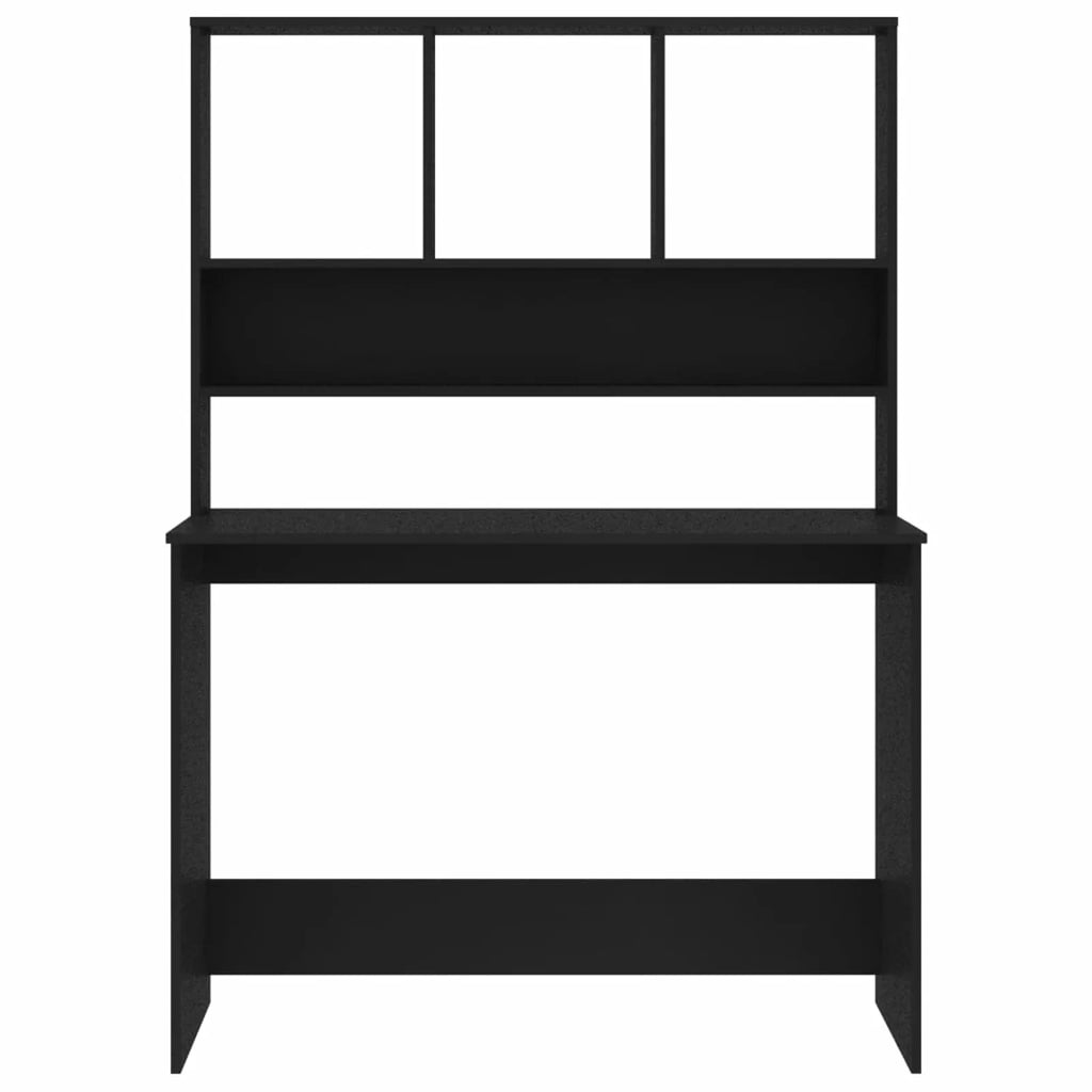 Black Engineered Wood Desk with Shelves Q10525