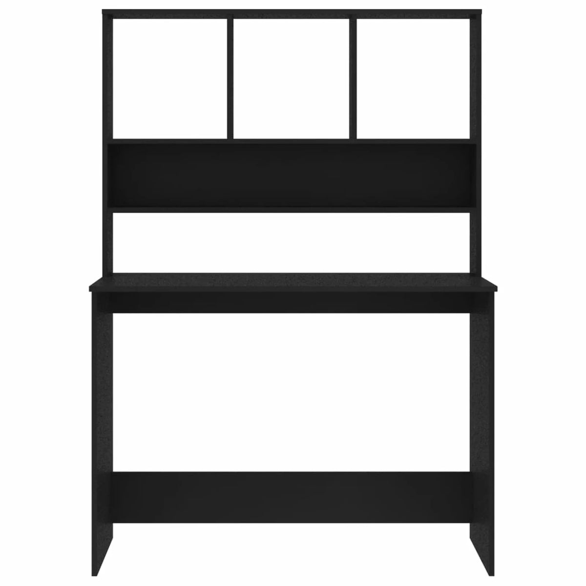 Black Engineered Wood Desk with Shelves Q10525
