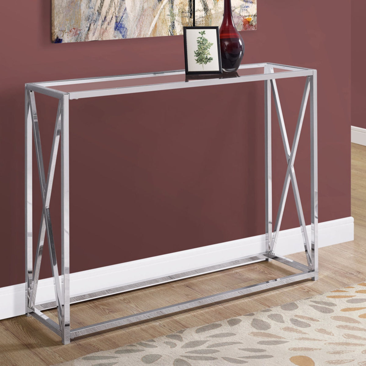 Metal Chrome Narrow Accent Table O4818