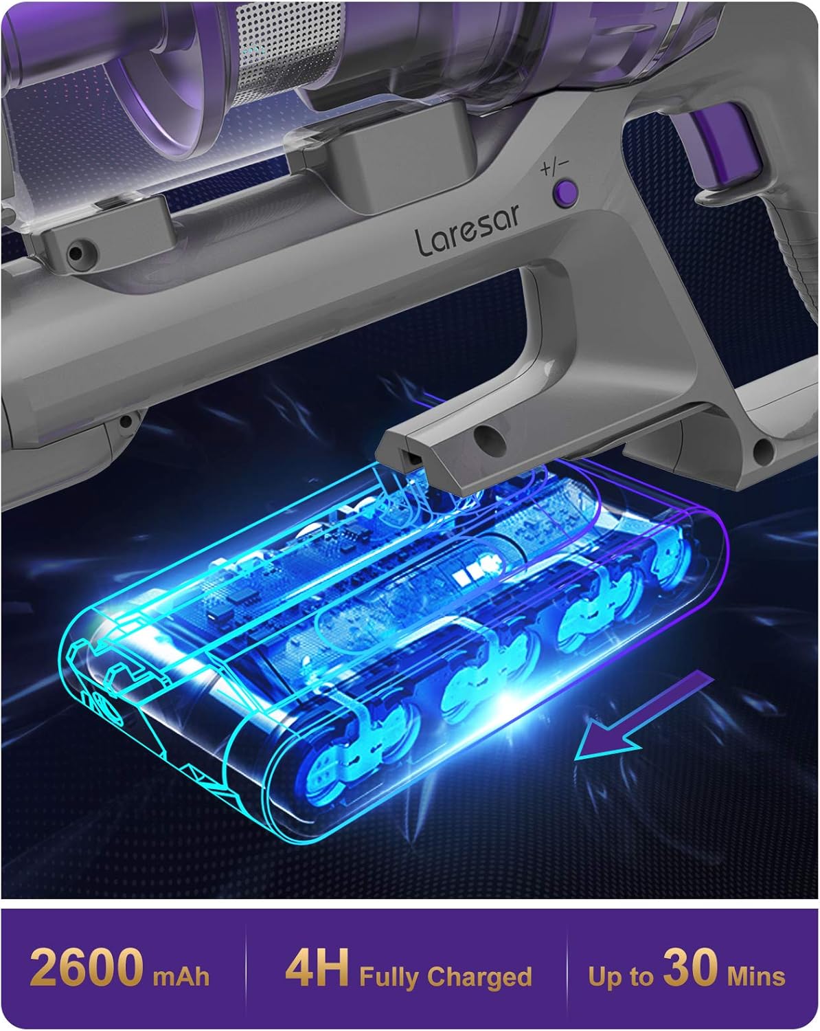 Cordless Vacuum Cleaner, 26KPA Stick Vacuum with Detachable Battery Z1050