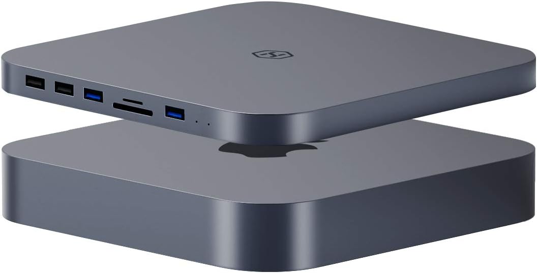 USB-C Hub with Hard Drive Enclosure, SATA, USB 3.0, SD/TF Card Reader, USB 2.0 Ports for Mac Mini (Silver) P33639