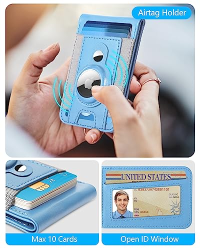 Black Leather Magnetic Magsafe Wallet with AirTag Holder D36592