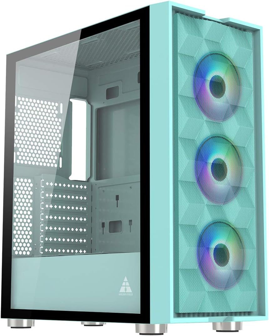 Mint Green Computer Case Mid Tower with LED Fans G724