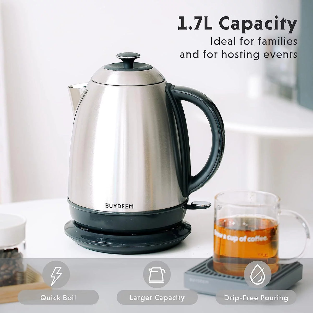 1.7L Stainless Steel Electric Kettle C384241