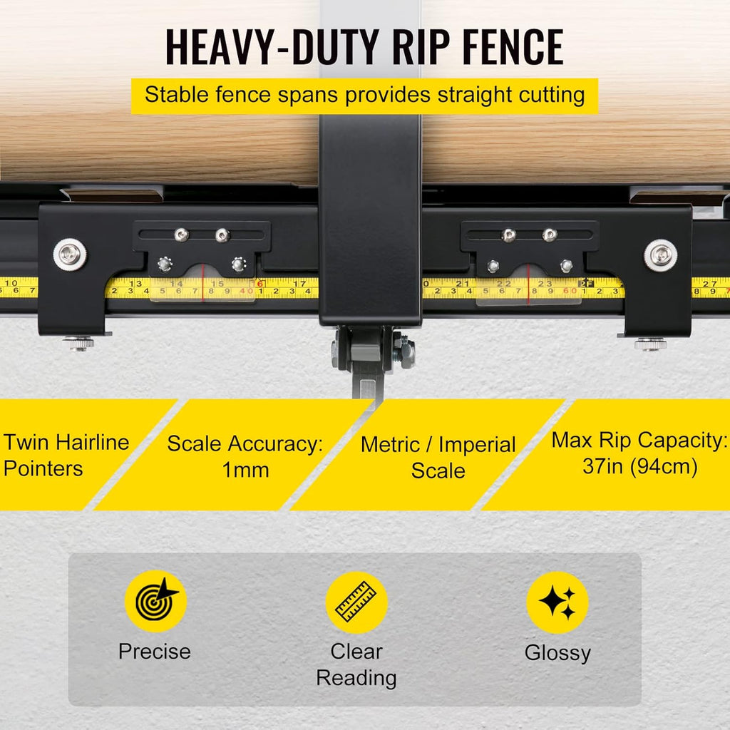 37×57 Table Saw Fence System with Front Guide Bar V916